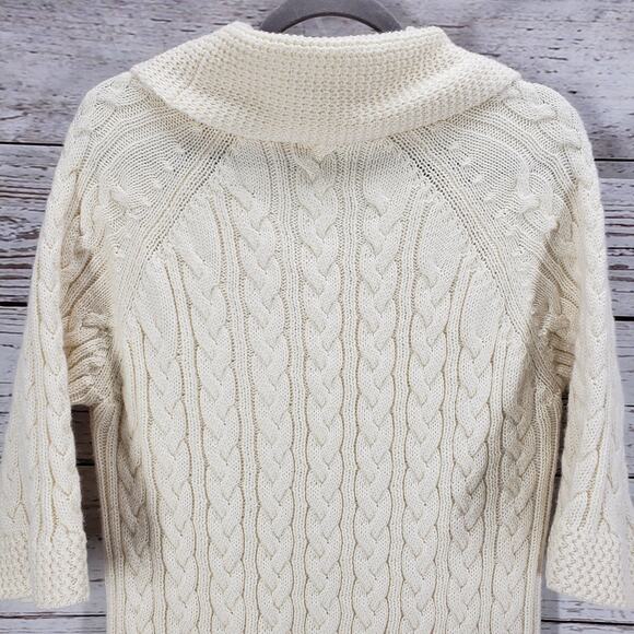 Coldwater Creek Cream Cable Knit Cowl Neck Wool Blend Sweater Size 1X - Picture 13 of 14